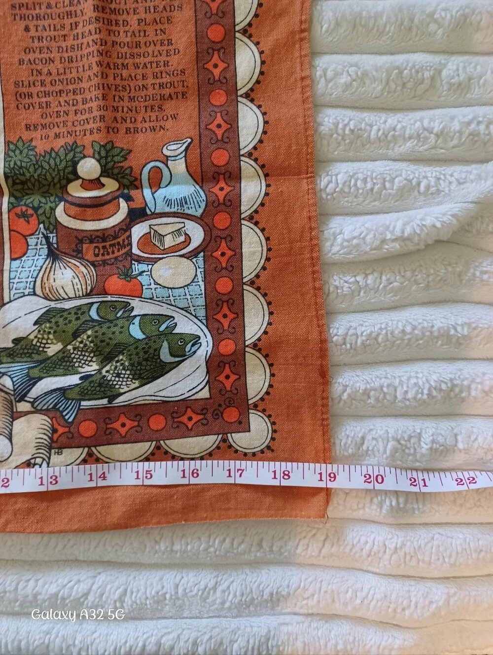 Vintage Traditional Welsh Recipes Cotton Tea Towel Orange Multicolor